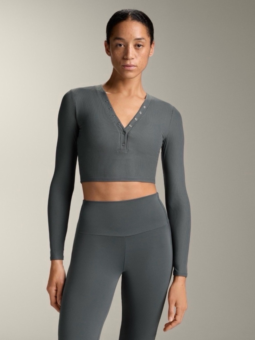 NEW OYSHO Comfortlux Henley Top in Gray